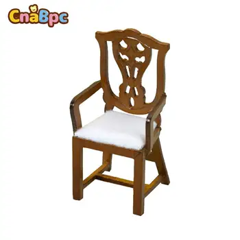 1:12 Domek Dla Lalek Miniaturowe Krzesło Drewniane Krzesło Z Drewna Orzechowego Retro Krzesło Stołek Model Mebli Salon Restauracja Scena Wystrój