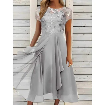 2022 sukienka szyfonowa zamówienie z okrągłym dekoltem sukienka maxi z podłogi sukienka druhny klasyczna kobieca suknia wieczorowa b