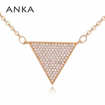 Damskie ANKA biżuteria, naszyjnik z zawieszką w kształcie trójkąta, z sześcienny cyrkonu AAA, modne biurowy kobiecy naszyjnik urok, prezent #121516