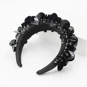 Nowy Ins Czarny Kryształ Opaska Na Głowę Miękkie Geometryczna Kwiat Taśma do Włosów dla Kobiet Akcesoria Do Włosów
