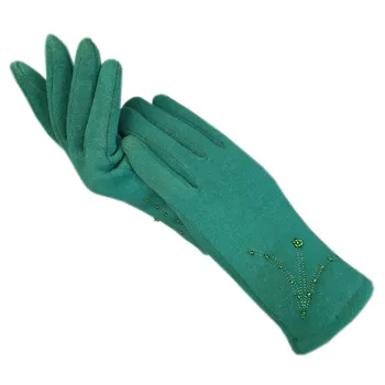 Rękawiczki zimowe damskie zegarki modne tkaniny zadarty kaszmiru rękawice z imitacją кроличьего futra grube zielone ciepłe nowe rękawice odporne na zimno dri